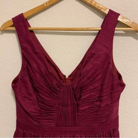 BHLDN Anthropologie Vivacity Fuschia Fit and Flare Deep V Sleeveless Mini Dress - Picture 2 of 14